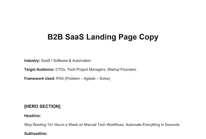 write high converting tech copy and sales landing pages